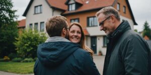 Paar vor neuem Haus in Sachsen